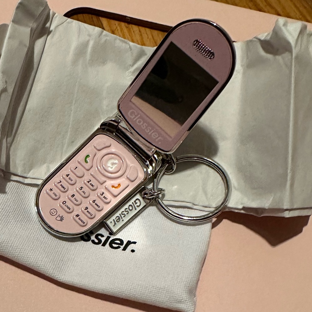 Glossier phone keychain